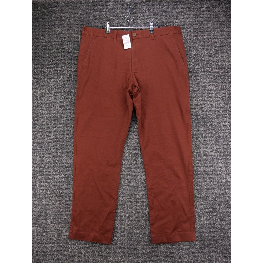 J Crew Chino Pants Mens 38x32 Actual 39x32 Deep Redwood Straight Fit Flex NWT